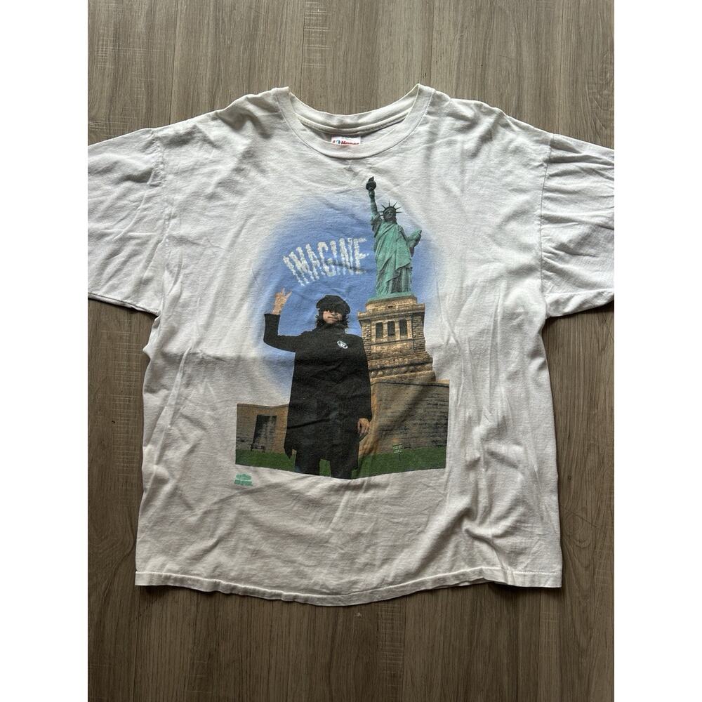 Vintage 90s John Lennon Imagine NY Statue of Liberty Beatles T-Shirt